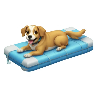 Dog on a raft in the ocean  sticker
