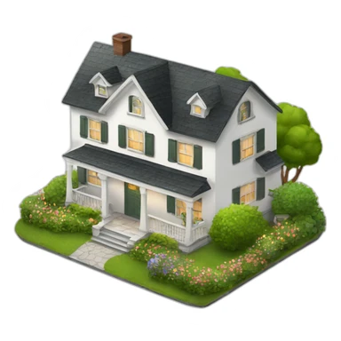 cozy white home with garden sticker