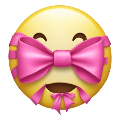 shiny pink bow on yellow emoji  sticker
