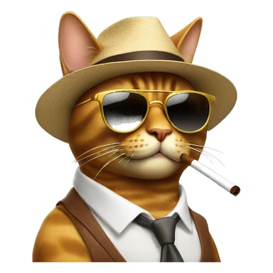 Cool cat wearing sunshades and smoking a cigar sticker