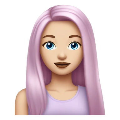 a beautiful girl with fair skin, blue eyes and long straight soft pink hair, with pink lipstick. in a lilac fashionable top sticker