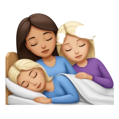 Brunette women sleeping in bed on white blonde woman sticker