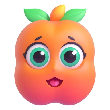 adorable emerald green peach character face, big eyes, glossy finish sticker