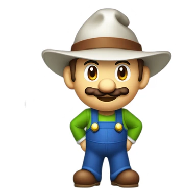 a traditional october fest visitor in super mario style. With a grean hat, blue and white shirt and brown leather pants.  sticker