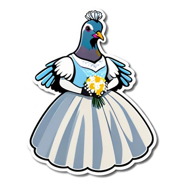 pigeon wedding one wearing a wedding dress sticker