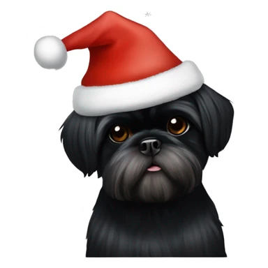 ALL BLACK SHIH TZU CHRISTMAS HAT sticker