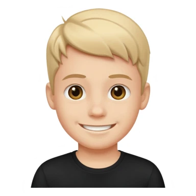 smiling boy in black shirt sticker