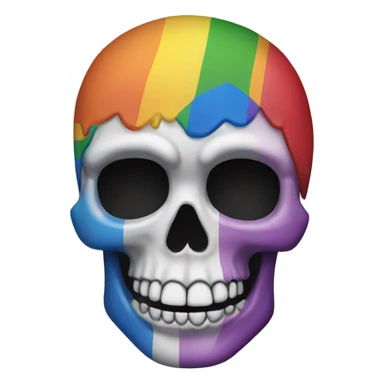 A mixture between the skull emoji and the gay pride emoji sticker