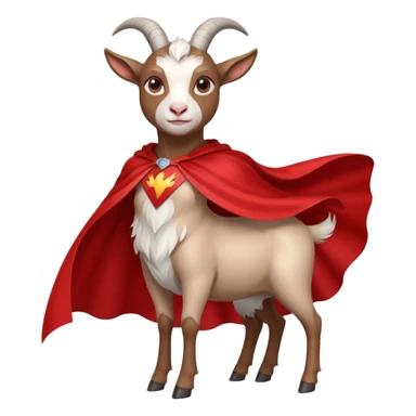 white female goat wearing a read cape like superman sticker