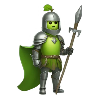 green apple knight with a spear in hand sticker