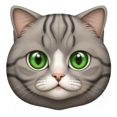 Half-eared grey striped green-eyed Scotch fold, cute cat sticker