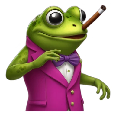 Frog wearing magenta coat smoking cigar  sticker