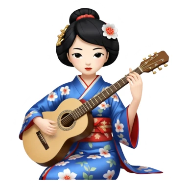 geisha play guitar sticker