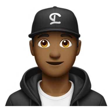 Un gars portant un sweat à capuche noir et une casquette noire sticker