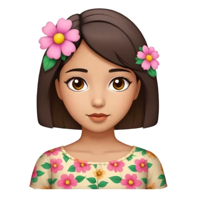 cute latina girl, with short hair and flower blouse sticker