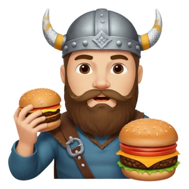 viking eating burger sticker
