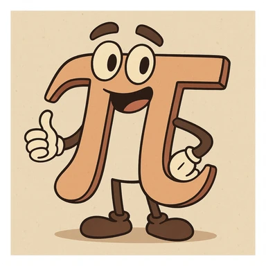 pi (π) symbol in flat toon style, geometric and contemporary sticker