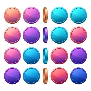 coins credit pack in gradient of turquoise, blue, pink, purple, and coral color sticker