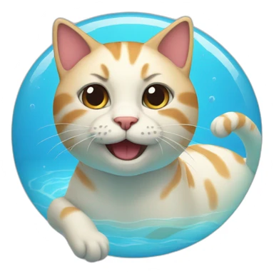 cat in the swimming pool sticker