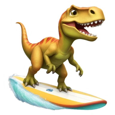 Dinosaur riding a surf board sticker
