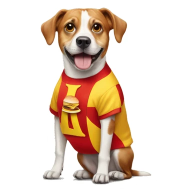 Dog wearing McDonalds suit sticker