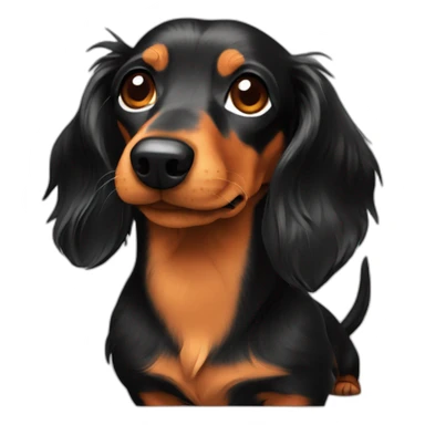 Dachshund black fire long-haired sticker