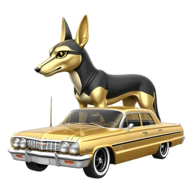 Hot rod custom 1964 impala low rider four door Anubis painted hood  sticker