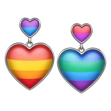 rainbow color heart shaped earrings sticker