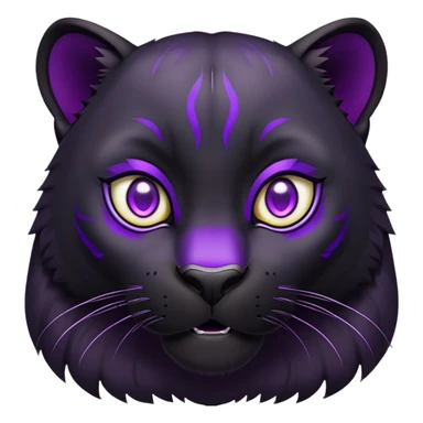 sleek black panther with bright purple eyes, surprised face sticker