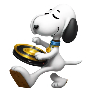 Snoopy dj and dancing woodstock sticker