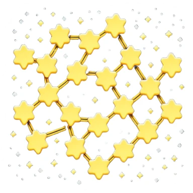 Pixel art icon of a glowing constellation made of connected stars, symbolizing knowledge paths and courses. 
Minimalistic, clean pixel style, soft glow, readable at small size, centered, no background, designed for dark UI.
 sticker