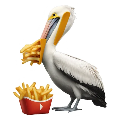 Pelican catching French fry sticker