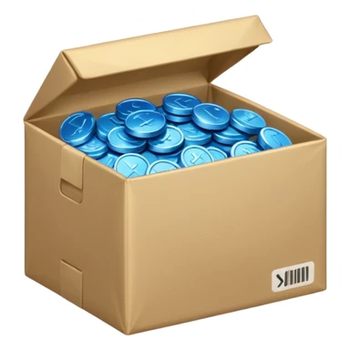 blue coins credit in a package sticker