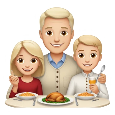 White family of three at dinner sticker