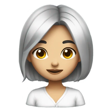 shy funny cure smart girl ling hair black with roung glass with round face  sticker