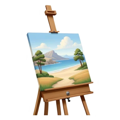 Cinematic Realistic image of a pristine canvas mounted on a sturdy wooden easel, with the canvas’ smooth surface and the easel’s detailed grain rendered in soft natural light, evoking a quiet moment of creative anticipation sticker