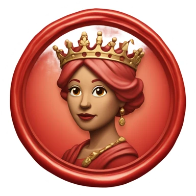 queen wax seal red crack broken circle sticker