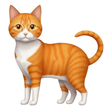 full body orange domestic shorthair slim cat with yellow/orange eyes with a white triangle on his nose sticker