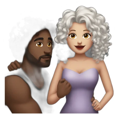 3 people two curlydarkwives kissing whitehusband sticker
