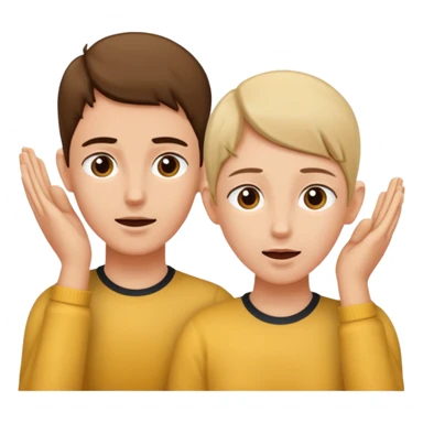 two people cupping their ears to hear a sound sticker