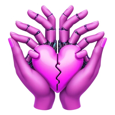 Neon cyberpunk style 
heart made of  hands sticker