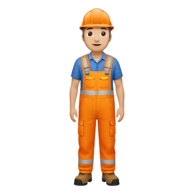 mature engineer hi-vis orange overalls standing full body sticker