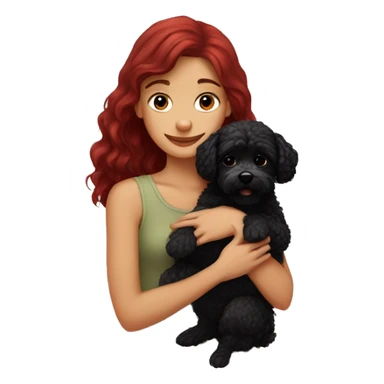 Dark-red-haired girl hugs  her Maltipoo-Black-dog sticker