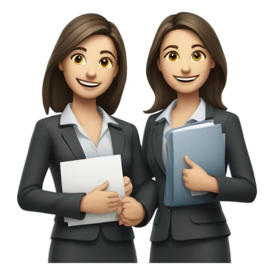 businesswoman two caucasian brunette girls celebrating sticker