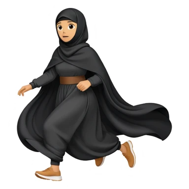 person wearing a niqab and large, flowing clothes, running sticker