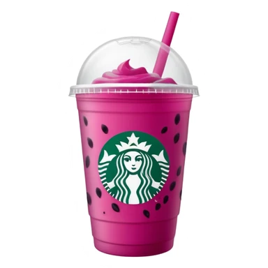 Starbucks dark pink dragonfruit refresher.  opaque lid!! starbucks logo. sticker