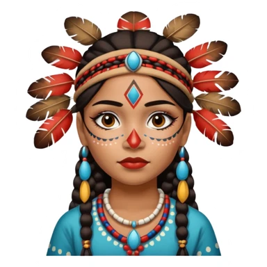 Chica indígena con maquillaje tradicional de indígenas con puntos y rayas sticker