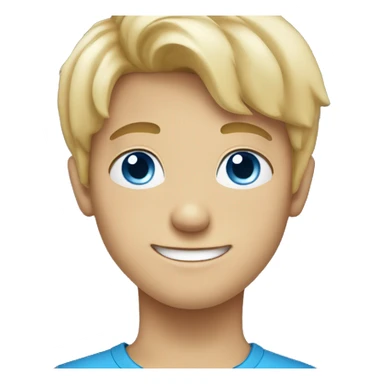 Blonde haired boy with blue eyes smiling with hair down to his shoulders sticker