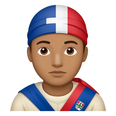 man wearing a dominican flag sticker