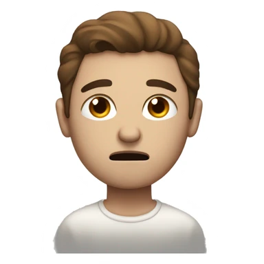 A white men with brown hair and blow eyes going to sleep, sad by himself sticker